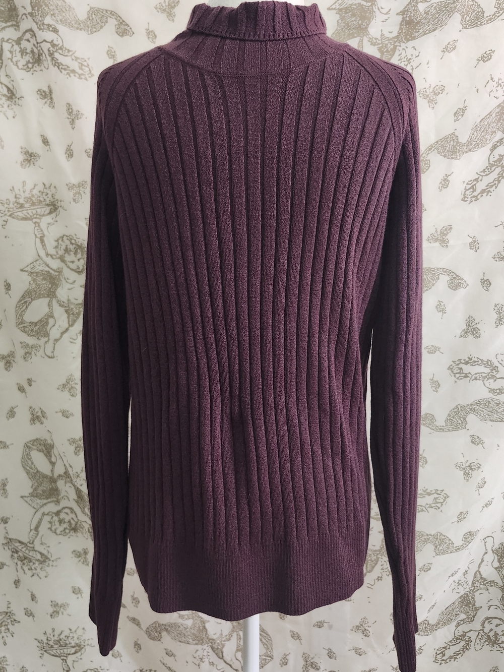Faherty Jackson Ribbed Turtle Neck Wine Sweater M